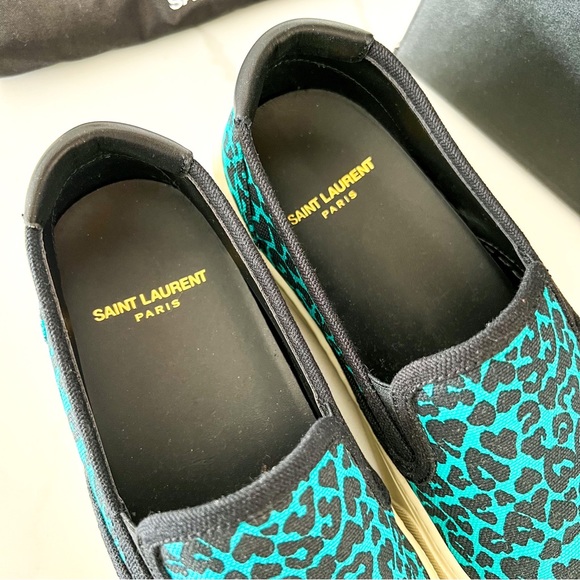 Saint Laurent Venice Slip-on Sneakers Blue Leopard - Picture 4 of 5